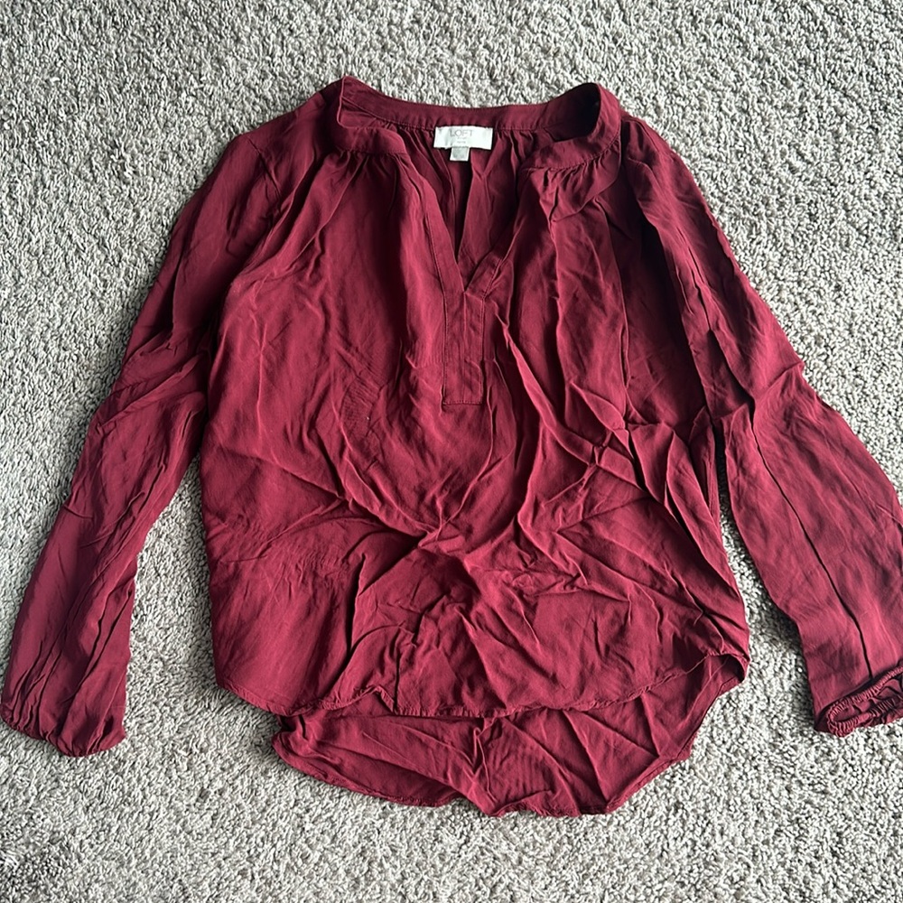 Loft deep red blouse sm